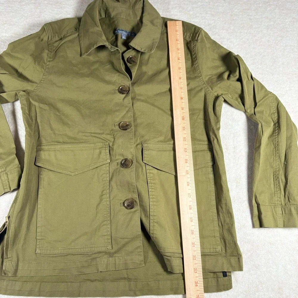 Elliott Lauren Olive Utility Jacket Womens 6 USA Made Button Front Coat